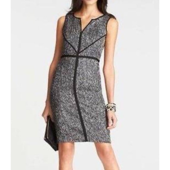 Ann Taylor Dresses & Skirts - Ann Taylor Sheath Dress Black Gray Size 4 Wedding Party Business Classic Elegant